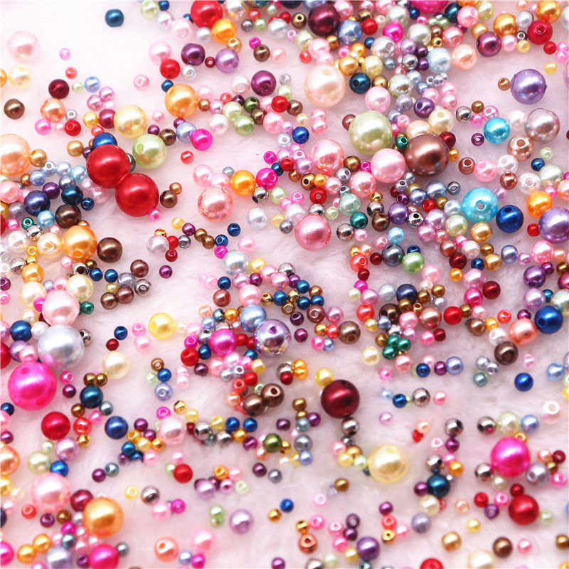 Mărgele de perle rotunde de 20g amestecate 3/4/5/6/8/10mm margele acrilice distanțier mărgele libere pentru fabricarea de bijuterii DIY, accesorii, accesorii