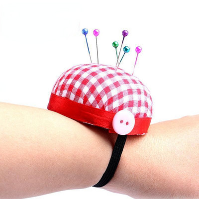 Portable Needle Pincushions with Elastic Wrist Belt DIY Handcraft Tool for Stitch Pins Inserter Needlework Sewing Accessories