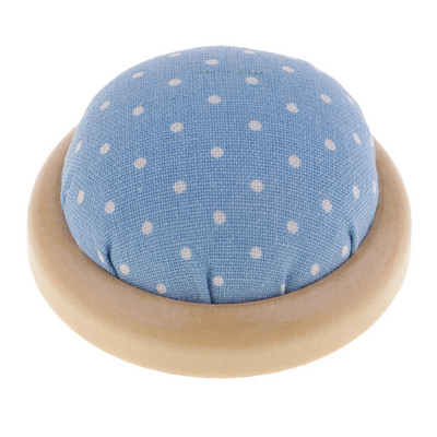 Vintage poolümmargune tihvtipadi puidust alusega, nõelahoidja õmblemiseks, nõelaotsaga õmblemiseks