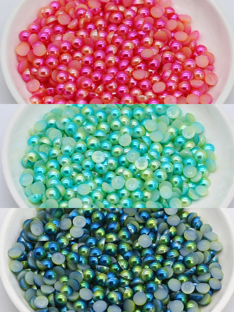 3/4/6/8/10mm läikiv AB lame seljaosa poolümmargune Imitatsioonpärl käsitöö jaoks mõeldud väljalõigete album Nail Art Dekoratsioon kingad rõivas DIY aksessuaarid