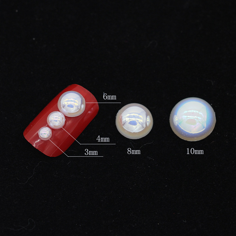 3/4/6/8/10mm läikiv AB lame seljaosa poolümmargune Imitatsioonpärl käsitöö jaoks mõeldud väljalõigete album Nail Art Dekoratsioon kingad rõivas DIY aksessuaarid