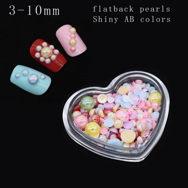 3/4/6/8/10mm läikiv AB lame seljaosa poolümmargune Imitatsioonpärl käsitöö jaoks mõeldud väljalõigete album Nail Art Dekoratsioon kingad rõivas DIY aksessuaarid