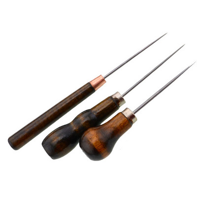 2021 Hot 1Pc Durable Professional Leather Wood Handle Awl Tools For Leather craft Stitching Sewing Accessories Craft Supplies