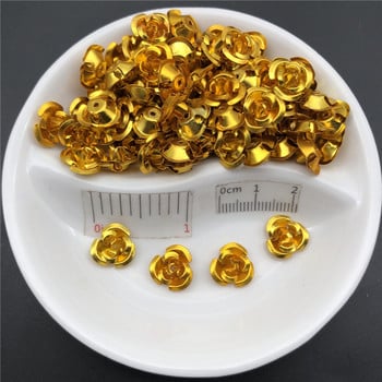 100PCS 11mm 3D Rose Flower Shape Jewelry Findings Χάντρες αλουμινίου Καπάκι Charms Κρεμαστό Γούρια Χάντρες για την κατασκευή κοσμημάτων