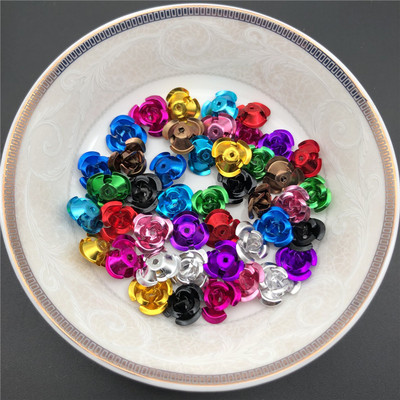 100PCS 11mm 3D Rose Flower Shape Jewelry Findings Χάντρες αλουμινίου Καπάκι Charms Κρεμαστό Γούρια Χάντρες για την κατασκευή κοσμημάτων