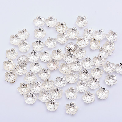 100p 14mm sudraba pārklājuma ziedu gala krelles starplikas krelles vāciņi gala vāciņu savienotāji DIY piederumiem Rotaslietu izgatavošanas piegādātāji
