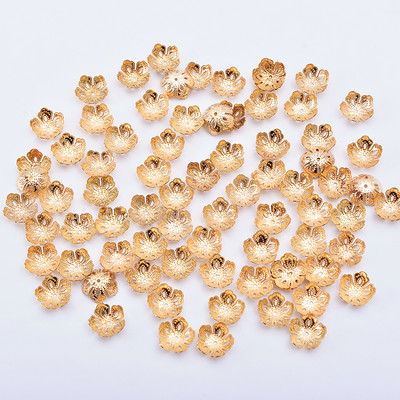 100p 14mm sudraba pārklājuma ziedu gala krelles starplikas krelles vāciņi gala vāciņu savienotāji DIY piederumiem Rotaslietu izgatavošanas piegādātāji