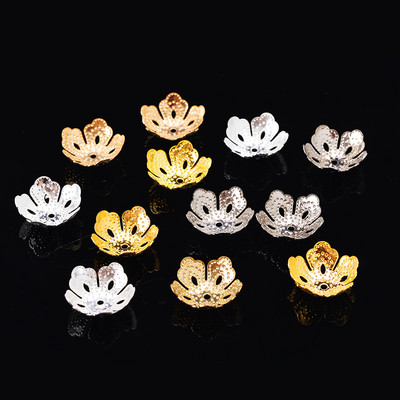 100p 14mm sudraba pārklājuma ziedu gala krelles starplikas krelles vāciņi gala vāciņu savienotāji DIY piederumiem Rotaslietu izgatavošanas piegādātāji