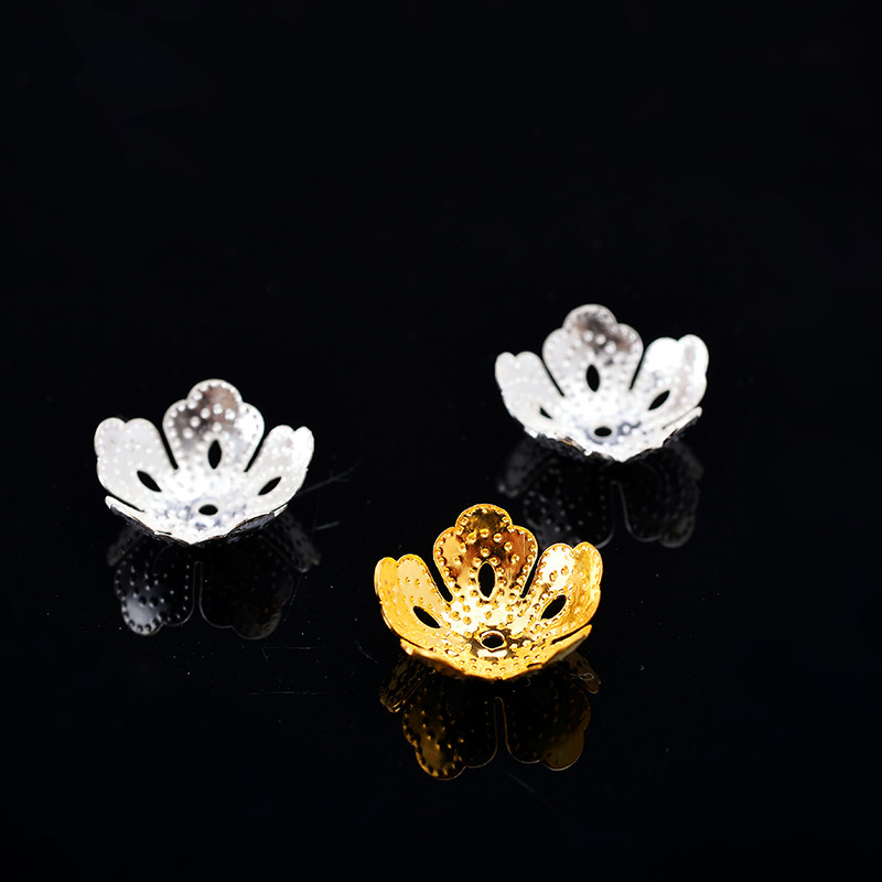 100p 14mm sudraba pārklājuma ziedu gala krelles starplikas krelles vāciņi gala vāciņu savienotāji DIY piederumiem Rotaslietu izgatavošanas piegādātāji