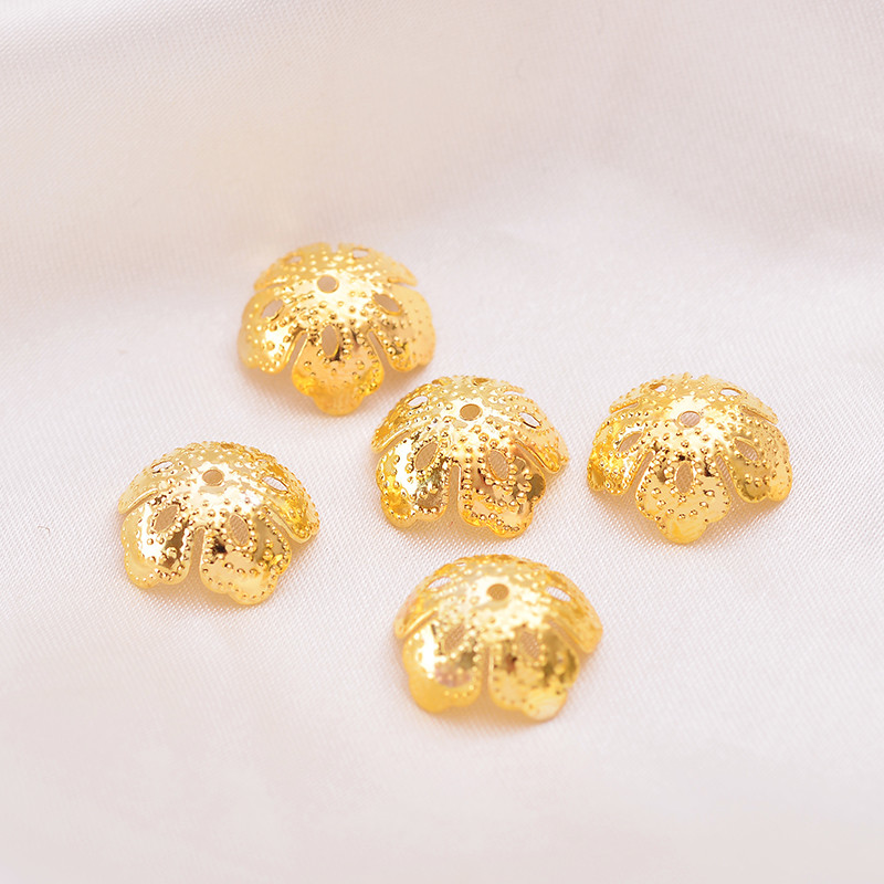 100p 14mm sudraba pārklājuma ziedu gala krelles starplikas krelles vāciņi gala vāciņu savienotāji DIY piederumiem Rotaslietu izgatavošanas piegādātāji