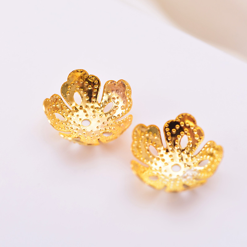 100p 14mm sudraba pārklājuma ziedu gala krelles starplikas krelles vāciņi gala vāciņu savienotāji DIY piederumiem Rotaslietu izgatavošanas piegādātāji