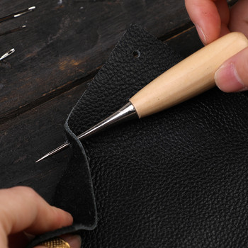 Ξύλινη λαβή Awls Professional Hole Punches DIY Δερμάτινη σκηνή Ράψιμο Awl Shoes Εργαλεία επισκευής για Awl Craft Stittching Leather