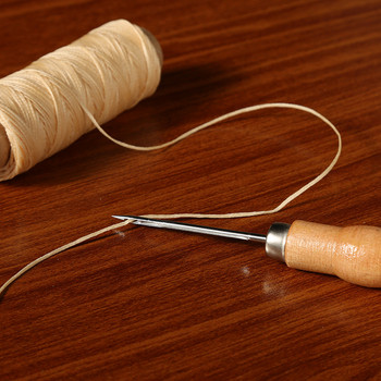 1 τεμ. Δερμάτινα παπούτσια ραπτικής καμβάς Ξύλινη λαβή Εργαλείο Awl Hand Sewing Taper Leather Craft Needle Sewing Supplies DIY Punch Tool