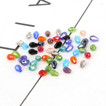 Горещи цветни 3*5 mm 100 бр. Rondelle Austria Фасетирани стъклени мъниста Tear Drop Crystal Beads за декорация на дрехи, занаяти, изработка на собствени ръце