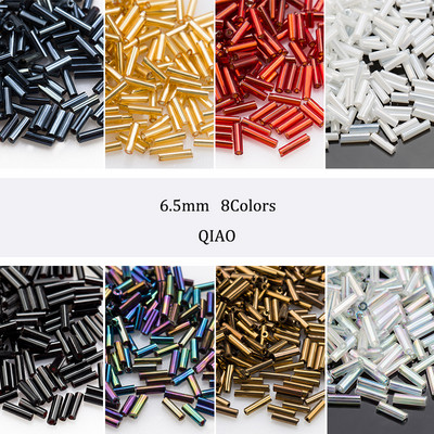 Mărgele de sticlă cu tub rotund lung de 6,5 mm, 30 g/sac, pentru decorarea petrecerii de nuntă DIY, descoperiri de bijuterii, accesorii de artizanat
