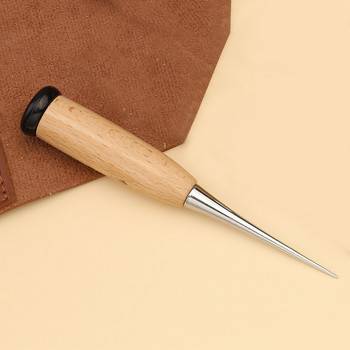 MIUSIE 1 PC Ξύλινη λαβή Leather Awl Punching Leather Hole Awl Sewing Stittching Tool For DIY Handmade Needlework Shoes Repair