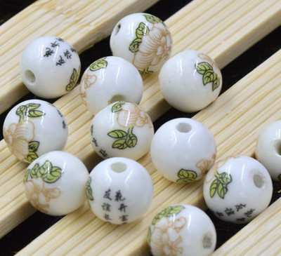 12 τμχ/τσάντα Κεραμικές χάντρες λουλούδι Μεγάλη τρύπα Μπλε και λευκές πορσελάνινες χάντρες για χειροποίητα DIY Αξεσουάρ κατασκευής κοσμημάτων 12mm