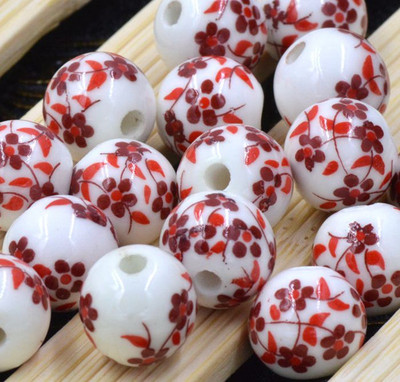 12 τμχ/τσάντα Κεραμικές χάντρες λουλούδι Μεγάλη τρύπα Μπλε και λευκές πορσελάνινες χάντρες για χειροποίητα DIY Αξεσουάρ κατασκευής κοσμημάτων 12mm