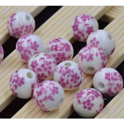 12 τμχ/τσάντα Κεραμικές χάντρες λουλούδι Μεγάλη τρύπα Μπλε και λευκές πορσελάνινες χάντρες για χειροποίητα DIY Αξεσουάρ κατασκευής κοσμημάτων 12mm