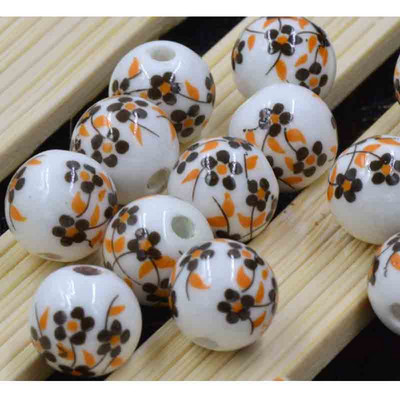 12 τμχ/τσάντα Κεραμικές χάντρες λουλούδι Μεγάλη τρύπα Μπλε και λευκές πορσελάνινες χάντρες για χειροποίητα DIY Αξεσουάρ κατασκευής κοσμημάτων 12mm