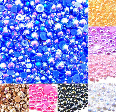 500 vnt. mišrūs 2–10 mm spalvingi AB pusapvalūs perlų karoliukai „Craft Cabochon“ iškarpų albumo dekoravimas plokščiu nagų dailės drabužių karoliukai „pasidaryk pats“