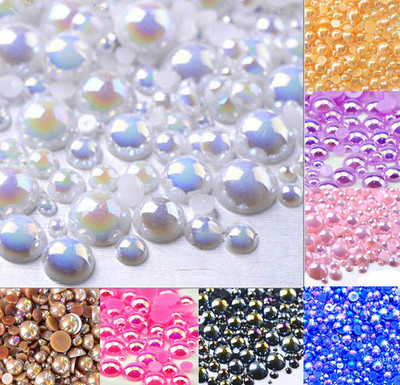 500 vnt. mišrūs 2–10 mm spalvingi AB pusapvalūs perlų karoliukai „Craft Cabochon“ iškarpų albumo dekoravimas plokščiu nagų dailės drabužių karoliukai „pasidaryk pats“