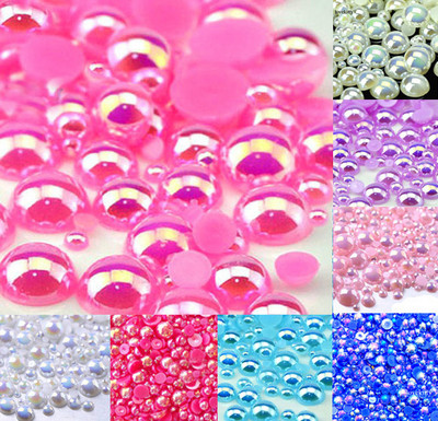 500 vnt. mišrūs 2–10 mm spalvingi AB pusapvalūs perlų karoliukai „Craft Cabochon“ iškarpų albumo dekoravimas plokščiu nagų dailės drabužių karoliukai „pasidaryk pats“