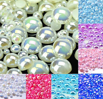500 vnt. mišrūs 2–10 mm spalvingi AB pusapvalūs perlų karoliukai „Craft Cabochon“ iškarpų albumo dekoravimas plokščiu nagų dailės drabužių karoliukai „pasidaryk pats“