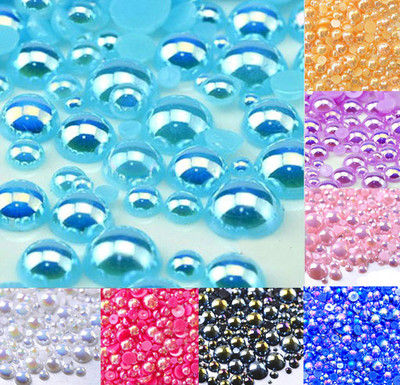 500 vnt. mišrūs 2–10 mm spalvingi AB pusapvalūs perlų karoliukai „Craft Cabochon“ iškarpų albumo dekoravimas plokščiu nagų dailės drabužių karoliukai „pasidaryk pats“