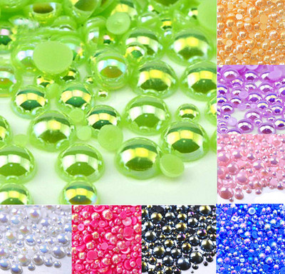 500 vnt. mišrūs 2–10 mm spalvingi AB pusapvalūs perlų karoliukai „Craft Cabochon“ iškarpų albumo dekoravimas plokščiu nagų dailės drabužių karoliukai „pasidaryk pats“