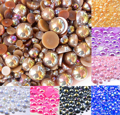 500 vnt. mišrūs 2–10 mm spalvingi AB pusapvalūs perlų karoliukai „Craft Cabochon“ iškarpų albumo dekoravimas plokščiu nagų dailės drabužių karoliukai „pasidaryk pats“