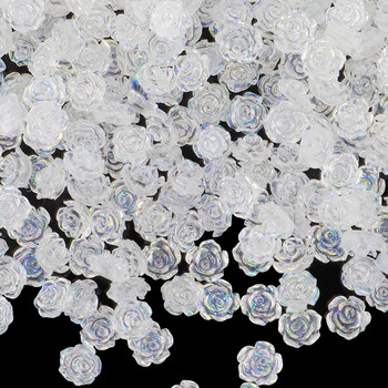100 τμχ Flower Camellia Rhinestones 8mm Ρητίνη Flatback Beads For DIY Garment Nail Art Decoration T0120