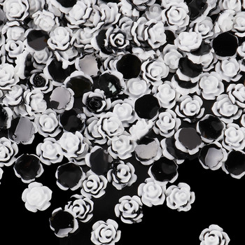 100 τμχ Flower Camellia Rhinestones 8mm Ρητίνη Flatback Beads For DIY Garment Nail Art Decoration T0120