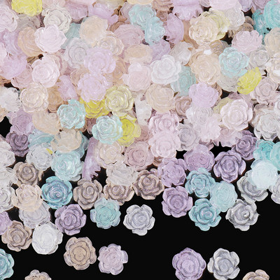 100 τμχ Flower Camellia Rhinestones 8mm Ρητίνη Flatback Beads For DIY Garment Nail Art Decoration T0120