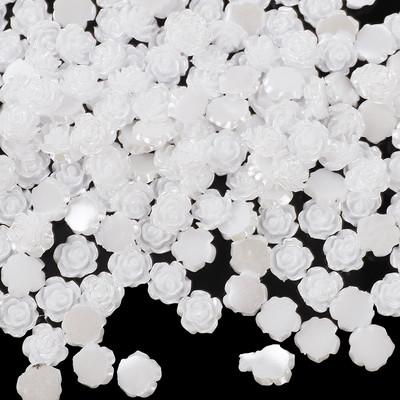 100 gab. Ziedu Kamēlijas Rhinestones 8 mm sveķu plakanas krelles DIY apģērba nagu mākslas dekorēšanai T0120