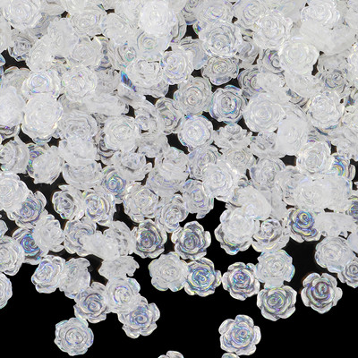 100 gab. Ziedu Kamēlijas Rhinestones 8 mm sveķu plakanas krelles DIY apģērba nagu mākslas dekorēšanai T0120