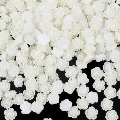 100 gab. Ziedu Kamēlijas Rhinestones 8 mm sveķu plakanas krelles DIY apģērba nagu mākslas dekorēšanai T0120