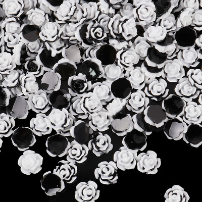 100 gab. Ziedu Kamēlijas Rhinestones 8 mm sveķu plakanas krelles DIY apģērba nagu mākslas dekorēšanai T0120