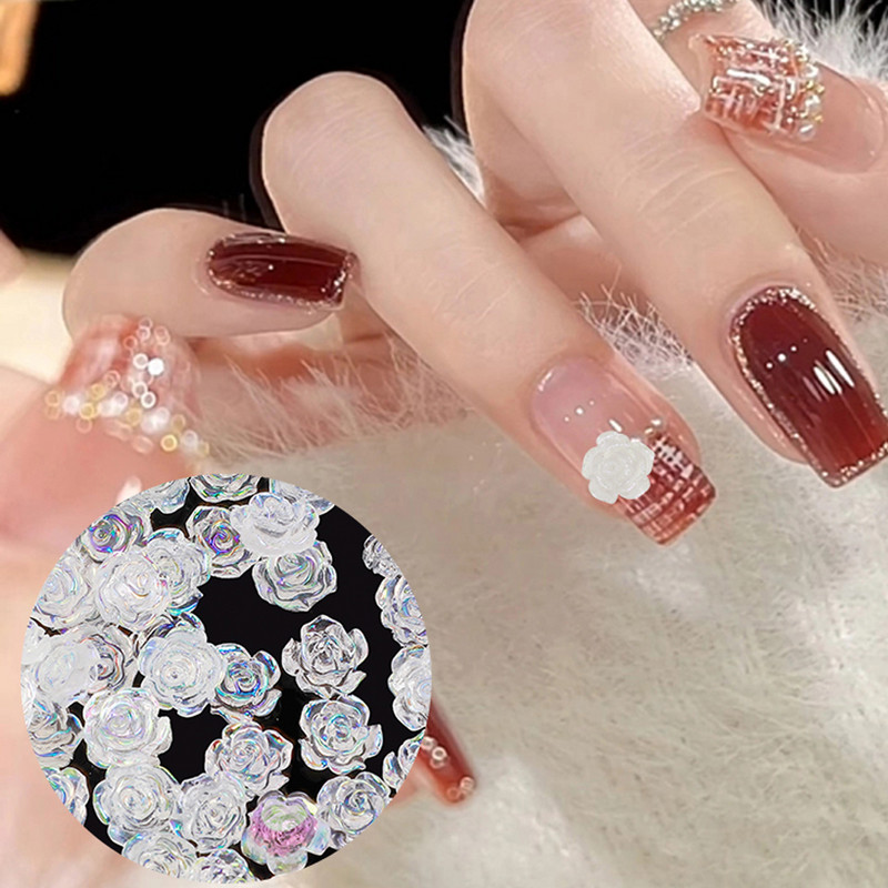 100 gab. Ziedu Kamēlijas Rhinestones 8 mm sveķu plakanas krelles DIY apģērba nagu mākslas dekorēšanai T0120