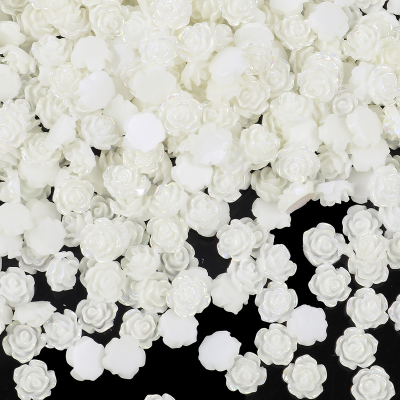 100 gab. Ziedu Kamēlijas Rhinestones 8 mm sveķu plakanas krelles DIY apģērba nagu mākslas dekorēšanai T0120