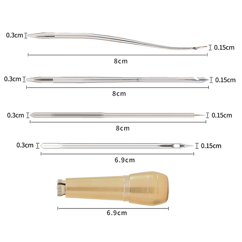 DIY Δερμάτινο σετ ραπτικής Δερμάτινη βελόνα ραπτικής βελόνας με χάλκινη λαβή Σετ δερμάτινο καμβά παπουτσιών Εργαλείο επισκευής με νάιλον κλωστή