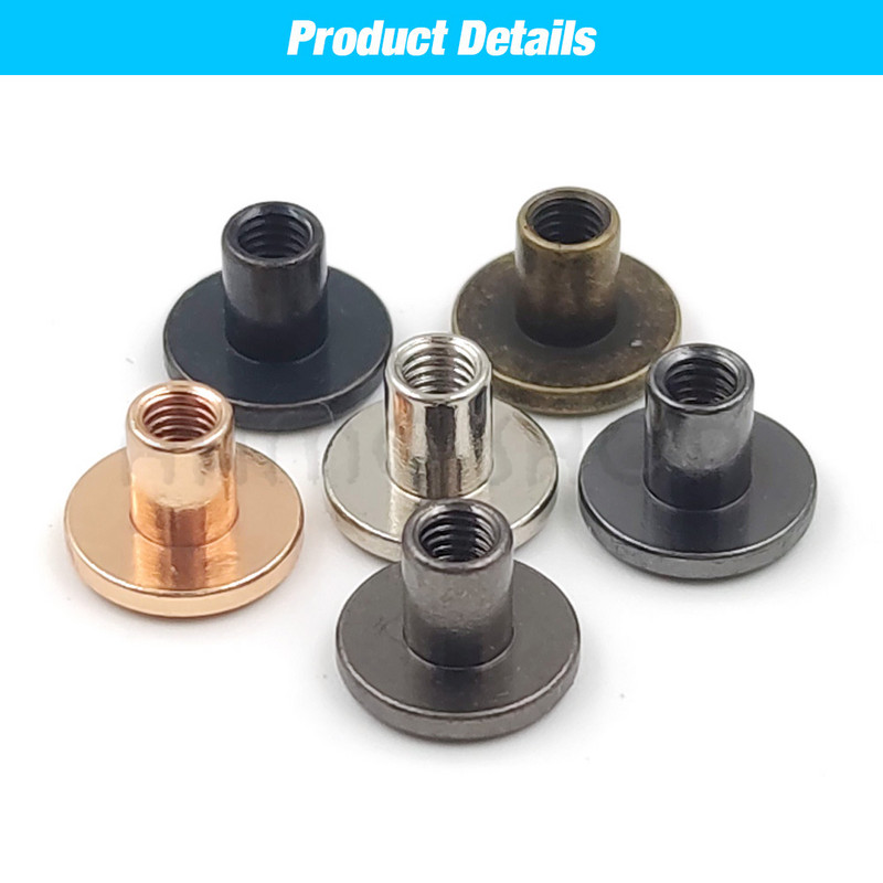 10 rinkinių, metalinių tvirtų varžtų vinių kniedės, dvigubos išlenktos galvos diržo juostos, kniedės, knygų varžtai, skirti bagažui, odiniams rankdarbiams, drabužiams / krepšiui / batams