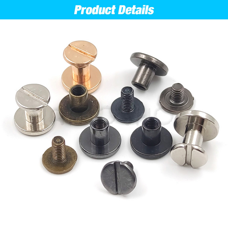 10 rinkinių, metalinių tvirtų varžtų vinių kniedės, dvigubos išlenktos galvos diržo juostos, kniedės, knygų varžtai, skirti bagažui, odiniams rankdarbiams, drabužiams / krepšiui / batams