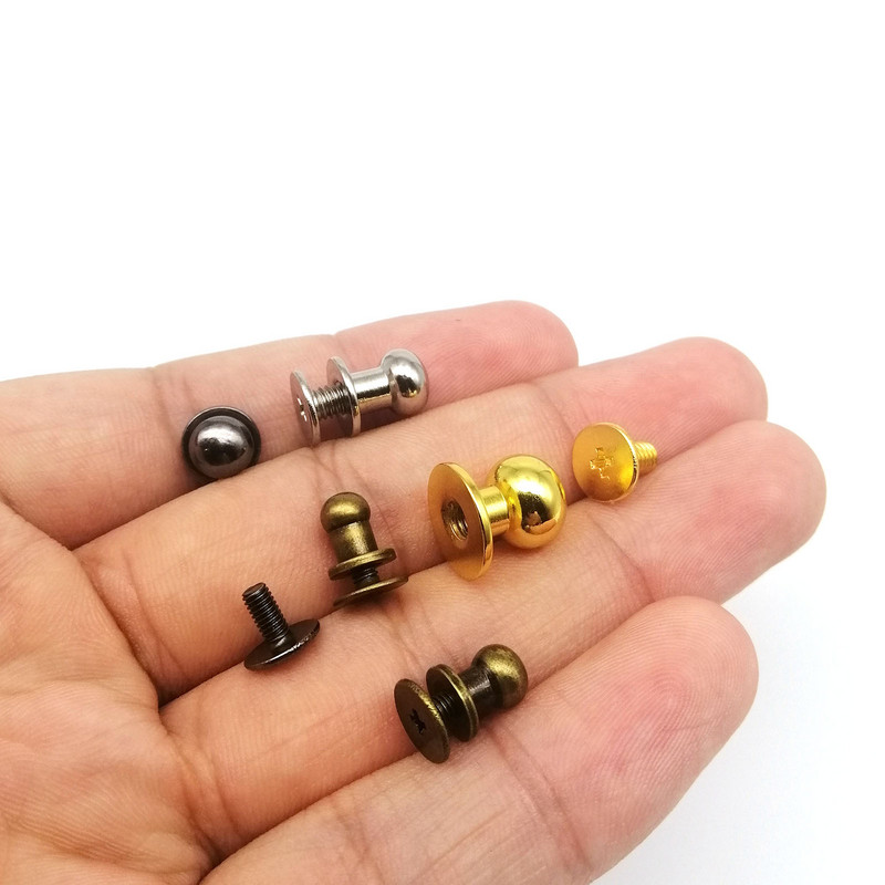 10 vnt. kieto žalvario vario apvalios rutulinės galvutės odinis krepšys piniginės piniginės diržo dirželis Čikagos prisukamas atgal.