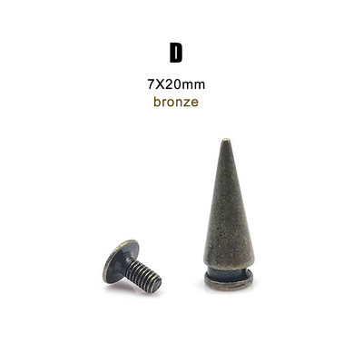 10 komplekti Metallkaunistusega Punk Bullet Warhead Spike koonus Kruvi tagasi Neet Stud punkt Nael Nahast krae kott Vöö jope Kingade remont