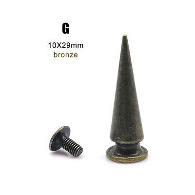 10 komplekti Metallkaunistusega Punk Bullet Warhead Spike koonus Kruvi tagasi Neet Stud punkt Nael Nahast krae kott Vöö jope Kingade remont