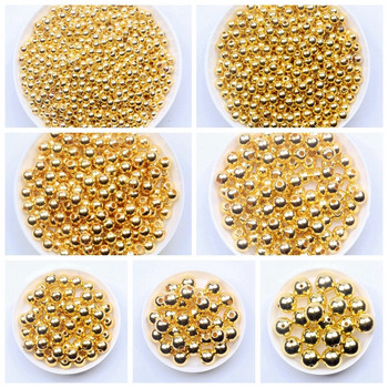 Χάντρες 3mm-12mm Χρυσό/Ασημί Loose Metal Smooth Spacer Beads για αξεσουάρ κεντήματος και κατασκευή κοσμημάτων