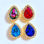 10 gab. Jaunas, jauktas, spīdīgas, krāsainas 15*19 mm ūdens pilienu krelles, plakanas muguriņas krelles albumu kartīšu dekorēšanai, rotaslietas, amatniecība