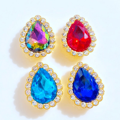 10 gab. Jaunas, jauktas, spīdīgas, krāsainas 15*19 mm ūdens pilienu krelles, plakanas muguriņas krelles albumu kartīšu dekorēšanai, rotaslietas, amatniecība