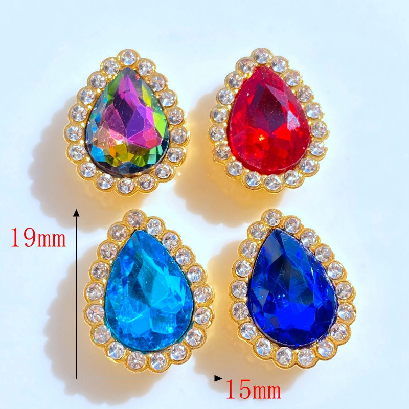 10 gab. Jaunas, jauktas, spīdīgas, krāsainas 15*19 mm ūdens pilienu krelles, plakanas muguriņas krelles albumu kartīšu dekorēšanai, rotaslietas, amatniecība